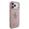 GUESS Pu Fixed Glitter 4G Metal Logo tok, iPhone 18 Pro Max - rózsaszín