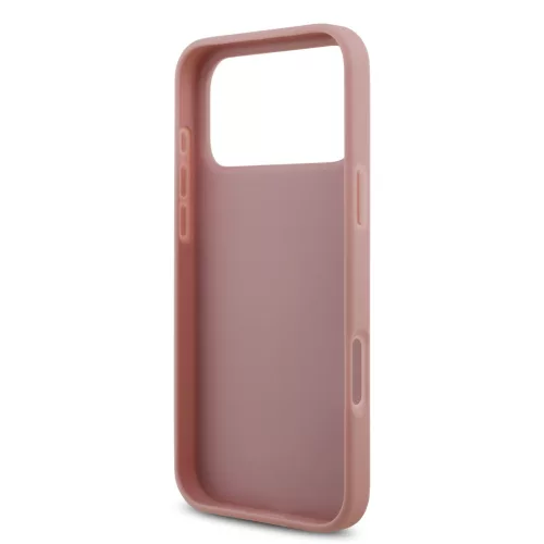 GUESS Pu Fixed Glitter 4G Metal Logo tok, iPhone 18 Pro Max - rózsaszín