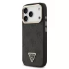 GUESS Pu Leather 4G Strass Triangle Logo Gold Frame MagSafe tok, iPhone 18 Pro - fekete