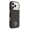 GUESS Pu Leather 4G Strass Triangle Logo Gold Frame MagSafe tok, iPhone 18 Pro - fekete