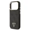 GUESS Pu Leather 4G Strass Triangle Logo Gold Frame MagSafe tok, iPhone 18 Pro - fekete