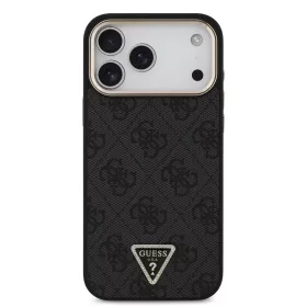   GUESS Pu Leather 4G Strass Triangle Logo Gold Frame MagSafe tok, iPhone 18 Pro Max - fekete