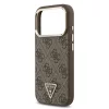GUESS Pu Leather 4G Strass Triangle Logo Gold Frame MagSafe tok, iPhone 18 Pro - barna