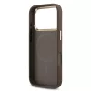 GUESS Pu Leather 4G Strass Triangle Logo Gold Frame MagSafe tok, iPhone 18 Pro - barna