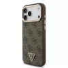 GUESS Pu Leather 4G Strass Triangle Logo Gold Frame MagSafe tok, iPhone 18 Pro Max - barna