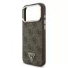 GUESS Pu Leather 4G Strass Triangle Logo Gold Frame MagSafe tok, iPhone 18 Pro Max - barna