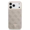 GUESS Pu Leather 4G Strass Triangle Logo Gold Frame MagSafe tok, iPhone 18 Pro Max - rózsaszín