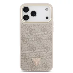   GUESS Pu Leather 4G Strass Triangle Logo Gold Frame MagSafe tok, iPhone 18 Pro Max - rózsaszín