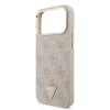 GUESS Pu Leather 4G Strass Triangle Logo Gold Frame MagSafe tok, iPhone 18 Pro Max - rózsaszín