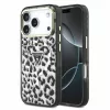 GUESS IML Glitter Leopard Triangle Logo MagSafe tok, Apple iPhone 18 Pro Max - fekete