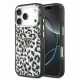 GUESS IML Glitter Leopard Triangle Logo MagSafe tok, Apple iPhone 18 Pro Max - fekete
