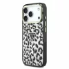 GUESS IML Glitter Leopard Triangle Logo MagSafe tok, Apple iPhone 18 Pro Max - fekete