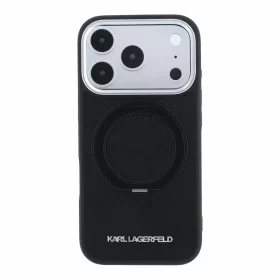   Karl Lagerfeld Pu Saffiano Ring Stand MagSafe tok, Apple iPhone 18 Pro - fekete
