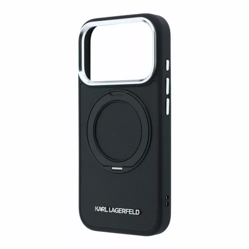 Karl Lagerfeld Pu Saffiano Ring Stand MagSafe tok, Apple iPhone 18 Pro - fekete