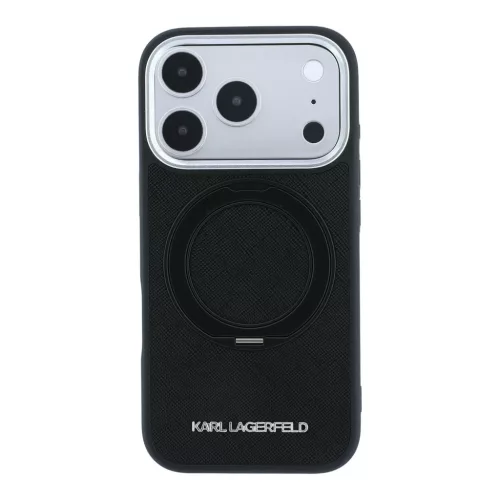 Karl Lagerfeld Pu Saffiano Ring Stand MagSafe tok, Apple iPhone 18 Pro Max - fekete