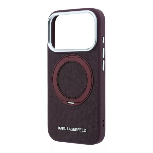 Karl Lagerfeld Pu Saffiano Ring Stand MagSafe tok, Apple iPhone 18 Pro - Burgundy