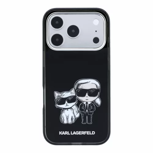 Karl Lagerfeld Pu Semi Wrap Smooth Sketch Bodies MagSafe tok, iPhone 18 Pro - fekete