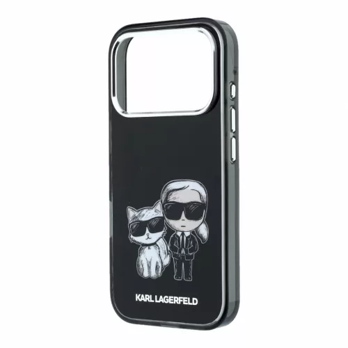 Karl Lagerfeld Pu Semi Wrap Smooth Sketch Bodies MagSafe tok, iPhone 18 Pro - fekete