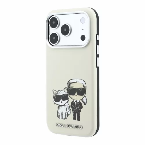 Karl Lagerfeld Pu Semi Wrap Smooth Sketch Bodies MagSafe tok, Apple iPhone 18 Pro - bézs