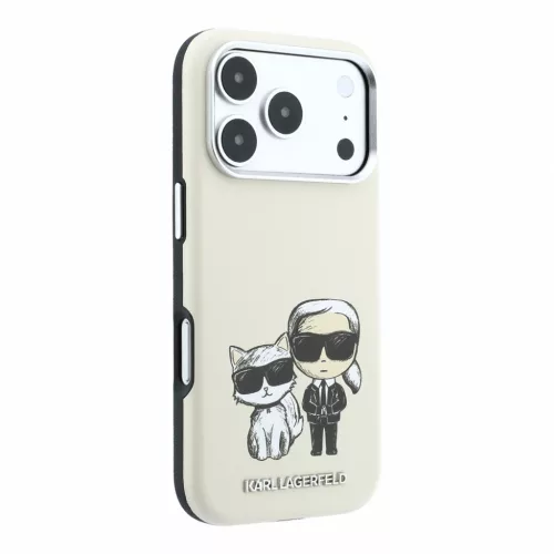 Karl Lagerfeld Pu Semi Wrap Smooth Sketch Bodies MagSafe tok, Apple iPhone 18 Pro - bézs