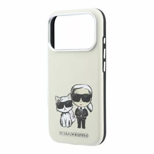 Karl Lagerfeld Pu Semi Wrap Smooth Sketch Bodies MagSafe tok, Apple iPhone 18 Pro - bézs