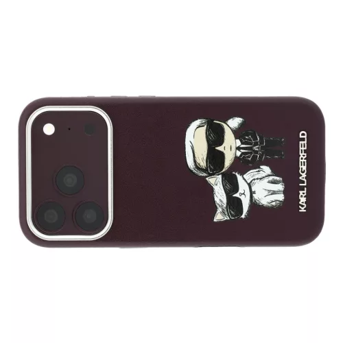 Karl Lagerfeld Pu Semi Wrap Smooth Sketch Bodies MagSafe tok, Apple iPhone 18 Pro - Burgundy