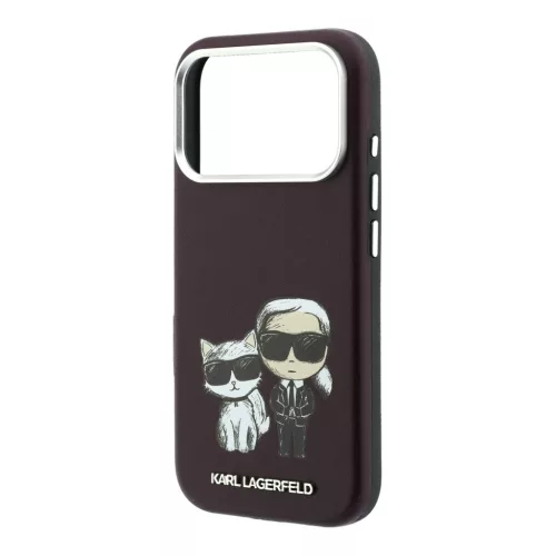 Karl Lagerfeld Pu Semi Wrap Smooth Sketch Bodies MagSafe tok, Apple iPhone 18 Pro - Burgundy