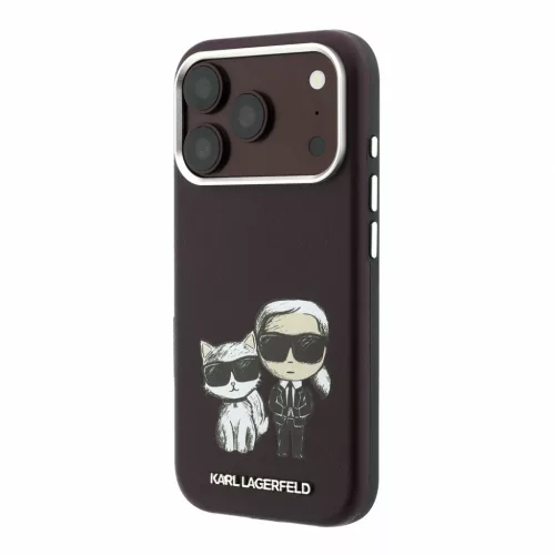 Karl Lagerfeld Pu Semi Wrap Smooth Sketch Bodies MagSafe tok, Apple iPhone 18 Pro Max - Burgundy