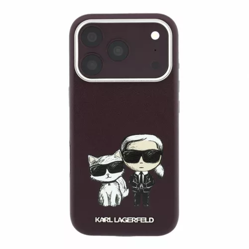Karl Lagerfeld Pu Semi Wrap Smooth Sketch Bodies MagSafe tok, Apple iPhone 18 Pro Max - Burgundy