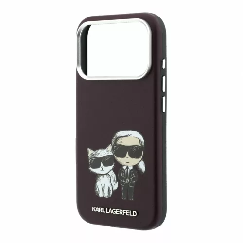 Karl Lagerfeld Pu Semi Wrap Smooth Sketch Bodies MagSafe tok, Apple iPhone 18 Pro Max - Burgundy