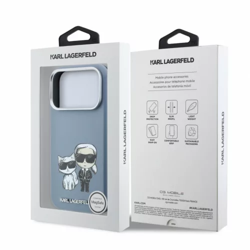 Karl Lagerfeld Pu Semi Wrap Smooth Sketch Bodies MagSafe tok, Apple iPhone 18 Pro Max - kék