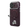 Karl Lagerfeld Pu Grained K&Ch Heads Ring Stand MagSafe tok, Apple iPhone 18 Pro - Burgundy