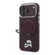 Karl Lagerfeld Pu Grained K&Ch Heads Ring Stand MagSafe tok, Apple iPhone 18 Pro - Burgundy