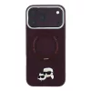 Karl Lagerfeld Pu Grained K&Ch Heads Ring Stand MagSafe tok, Apple iPhone 18 Pro - Burgundy