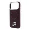 Karl Lagerfeld Pu Grained K&Ch Heads Ring Stand MagSafe tok, Apple iPhone 18 Pro - Burgundy