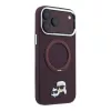 Karl Lagerfeld Pu Grained K&Ch Heads Ring Stand MagSafe tok, Apple iPhone 18 Pro Max - Burgundy