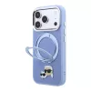 Karl Lagerfeld Pu Grained K&Ch Heads Ring Stand MagSafe tok, Apple iPhone 18 Pro Max - kék