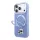 Karl Lagerfeld Pu Grained K&Ch Heads Ring Stand MagSafe tok, Apple iPhone 18 Pro Max - kék