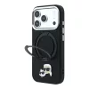 Karl Lagerfeld Pu Grained K&Ch Heads Ring Stand MagSafe tok, Apple iPhone 18 Pro - fekete