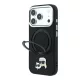 Karl Lagerfeld Pu Grained K&Ch Heads Ring Stand MagSafe tok, Apple iPhone 18 Pro - fekete