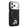 Karl Lagerfeld Pu Grained K&Ch Heads Ring Stand MagSafe tok, Apple iPhone 18 Pro - fekete