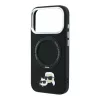 Karl Lagerfeld Pu Grained K&Ch Heads Ring Stand MagSafe tok, Apple iPhone 18 Pro - fekete