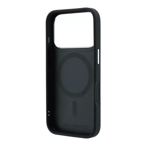 Karl Lagerfeld Pu Grained K&Ch Heads Ring Stand MagSafe tok, Apple iPhone 18 Pro - fekete