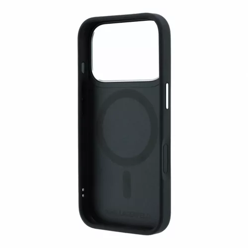 Karl Lagerfeld Pu Grained K&Amp;Ch Heads Ring Stand MagSafe tok, Apple iPhone 18 Pro Max - fekete