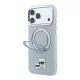 Karl Lagerfeld Pu Grained K&Ch Heads Ring Stand MagSafe tok, Apple iPhone 18 Pro - szürke
