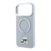 Karl Lagerfeld Pu Grained K&Ch Heads Ring Stand MagSafe tok, Apple iPhone 18 Pro Max - szürke