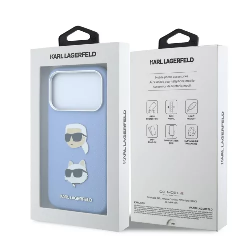 Karl Lagerfeld Pu Semi Wrap Saffiano K&Ch Heads tok, Apple iPhone 18 Pro Max - kék