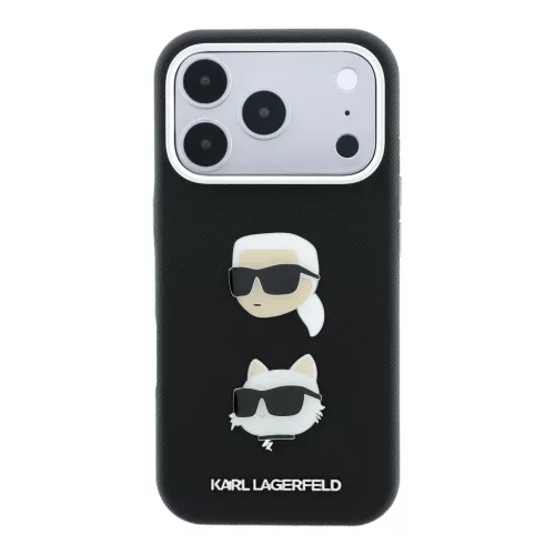 Karl Lagerfeld Pu Semi Wrap Saffiano K&Ch Heads tok, Apple iPhone 18 Pro - fekete
