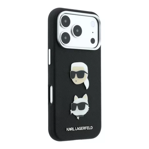 Karl Lagerfeld Pu Semi Wrap Saffiano K&Ch Heads tok, Apple iPhone 18 Pro - fekete
