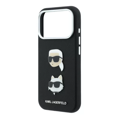 Karl Lagerfeld Pu Semi Wrap Saffiano K&Ch Heads tok, Apple iPhone 18 Pro - fekete